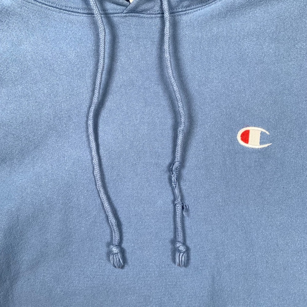 Champion Reverse Weave Hoodie Mens Medium Blue Pullover Sweatshirt - Picture 6 of 14